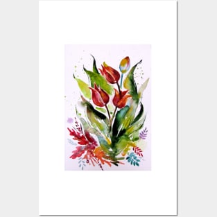 Tulips in garden Posters and Art